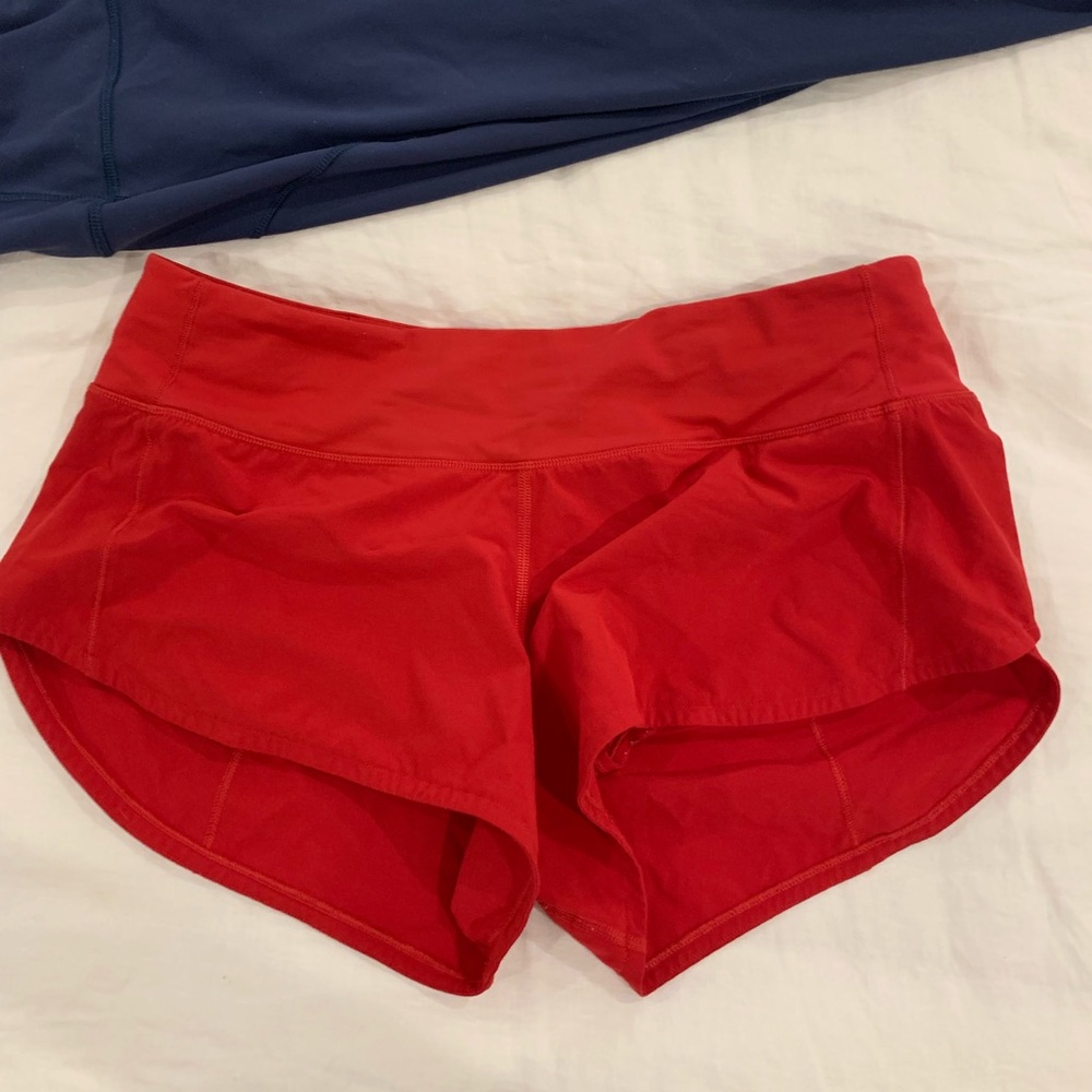 Red lululemon shorts